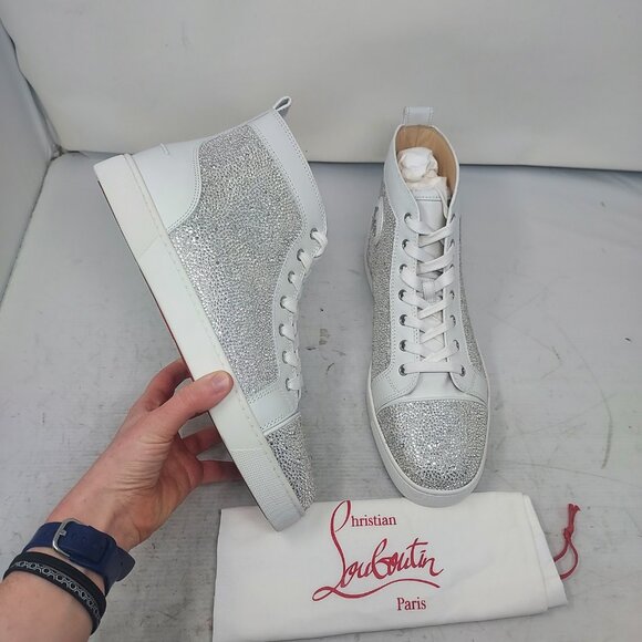 Christian Louboutin MENS Louis Crystal Jewel Strass High Top Wedding Sneaker - Picture 1 of 14